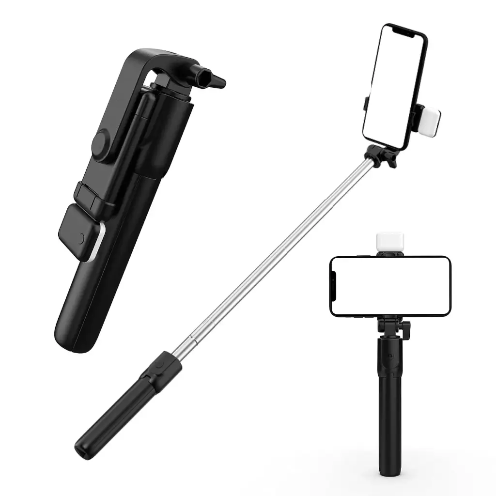 R1s Bluetooth Selfie Sticks, Compatible with All Phones, 3-in-1 Multifunctional Selfie Stick Tripod Stand, and Selfie Light